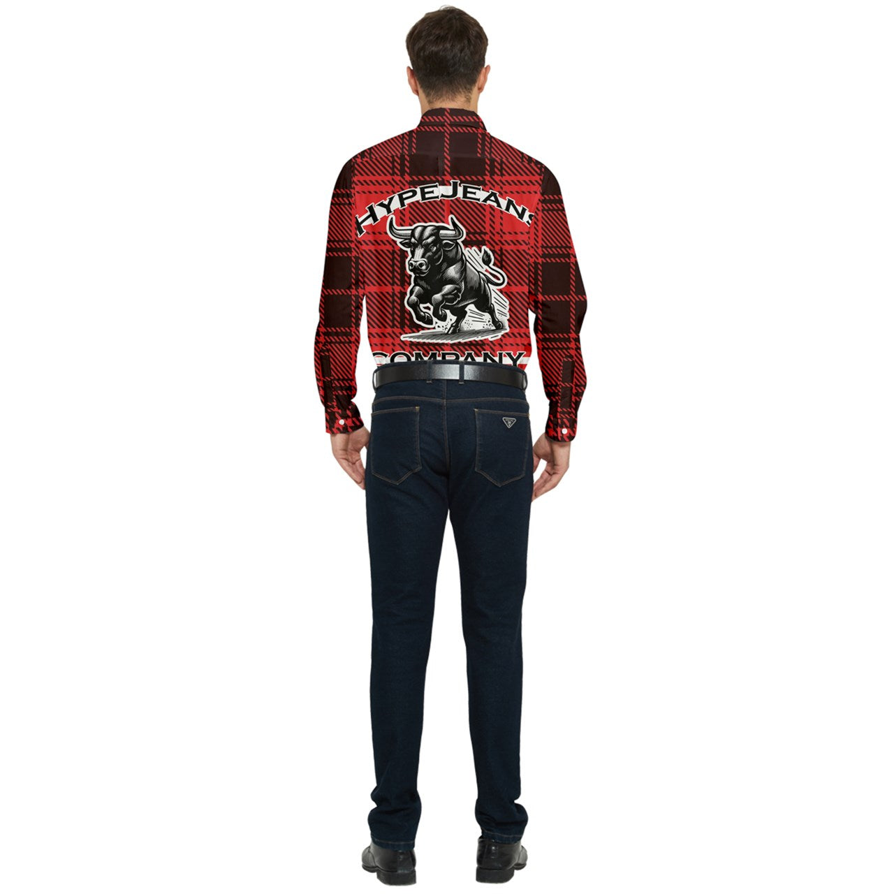 Red plaid Men's Long Sleeve Pocket Shirt