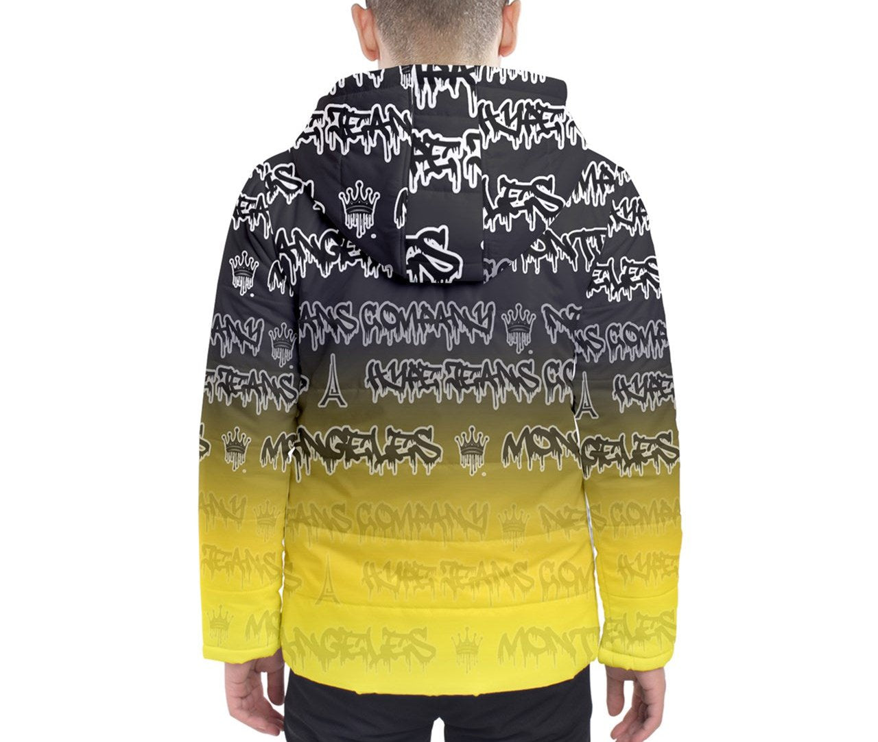 Hype Jeans Company yellow fade Men's Hooded Puffer Jacket