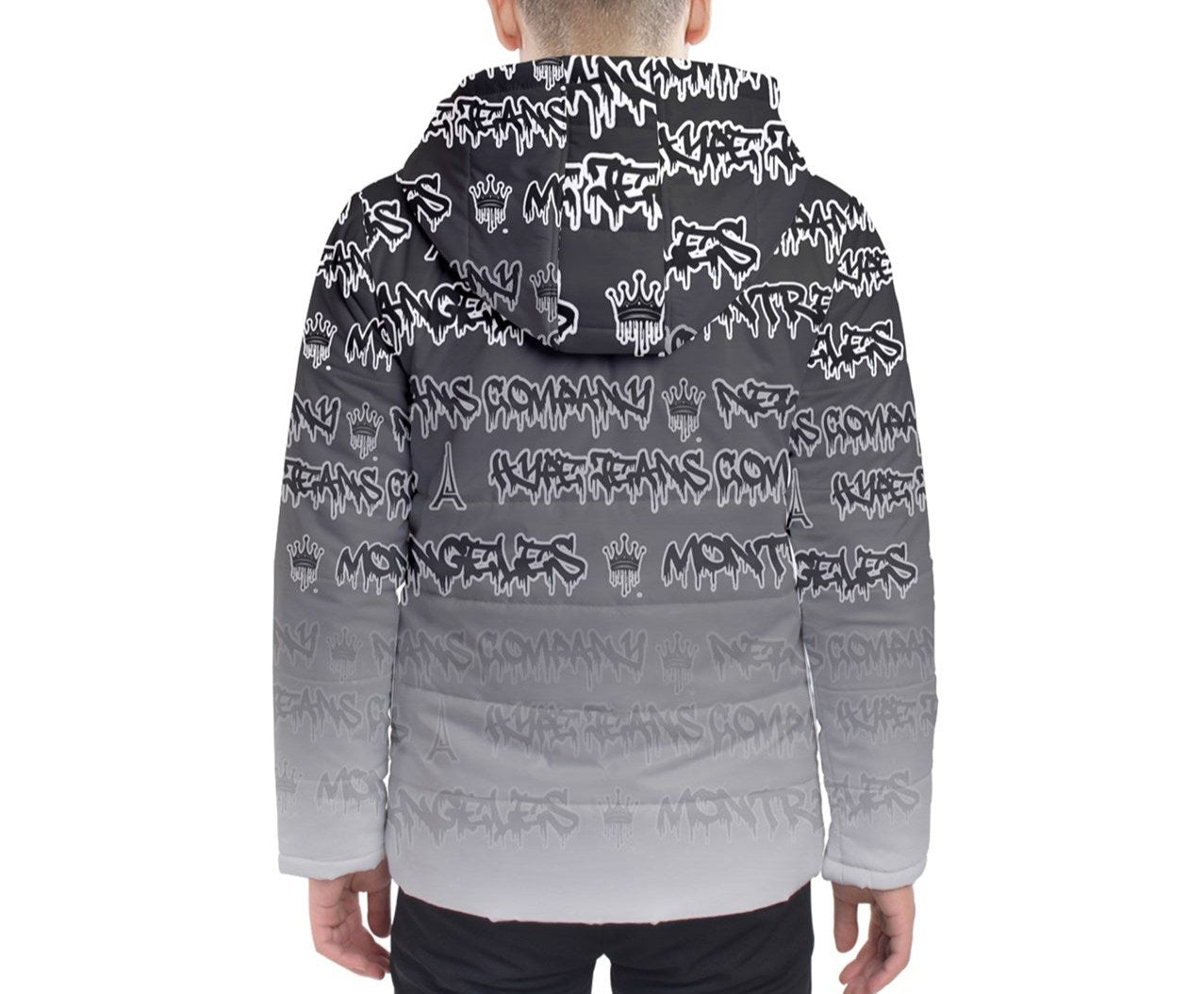 Hype Jeans Company Gray Gradient Men's Hooded Puffer Jacket