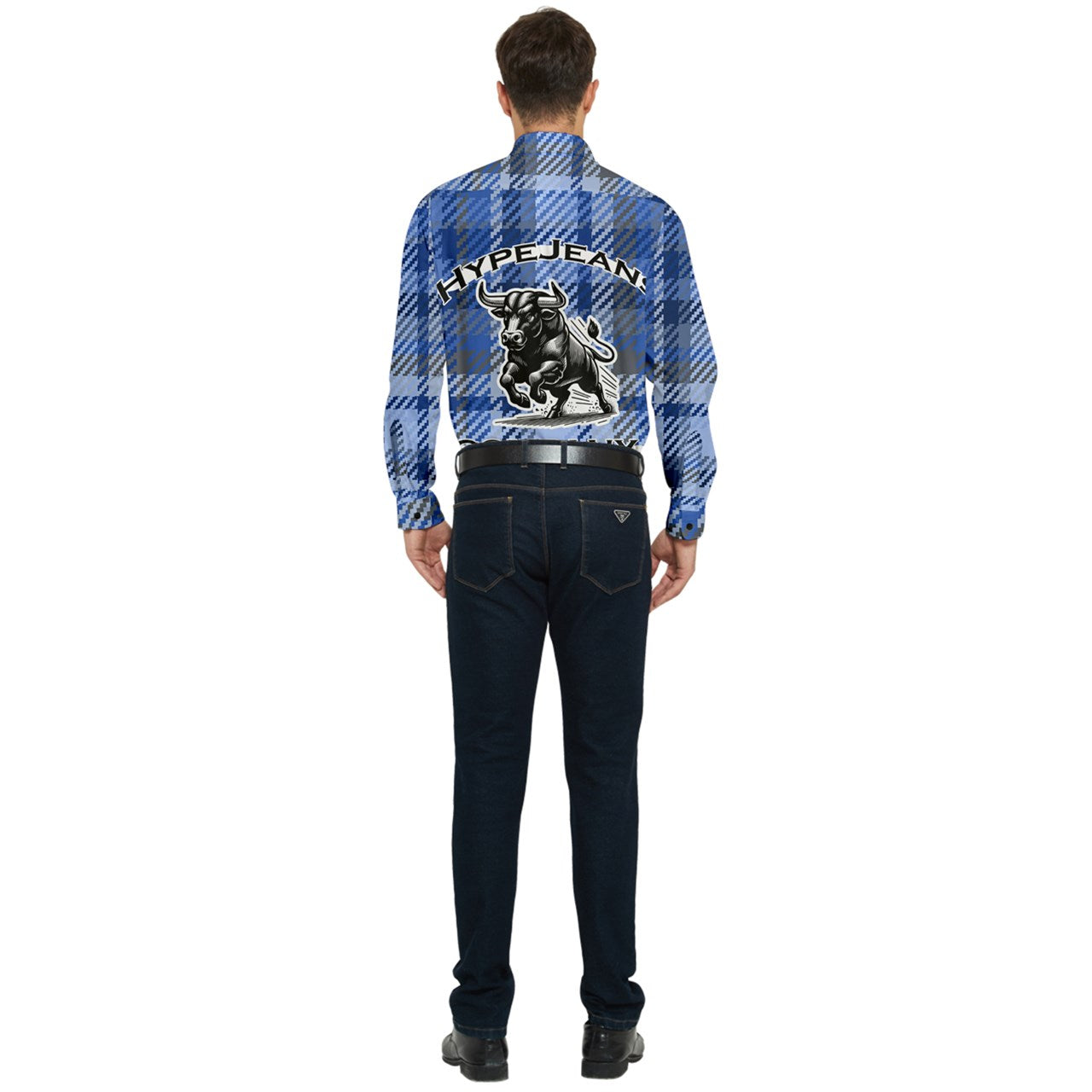 Blue plaid Men's Long Sleeve Pocket Shirt