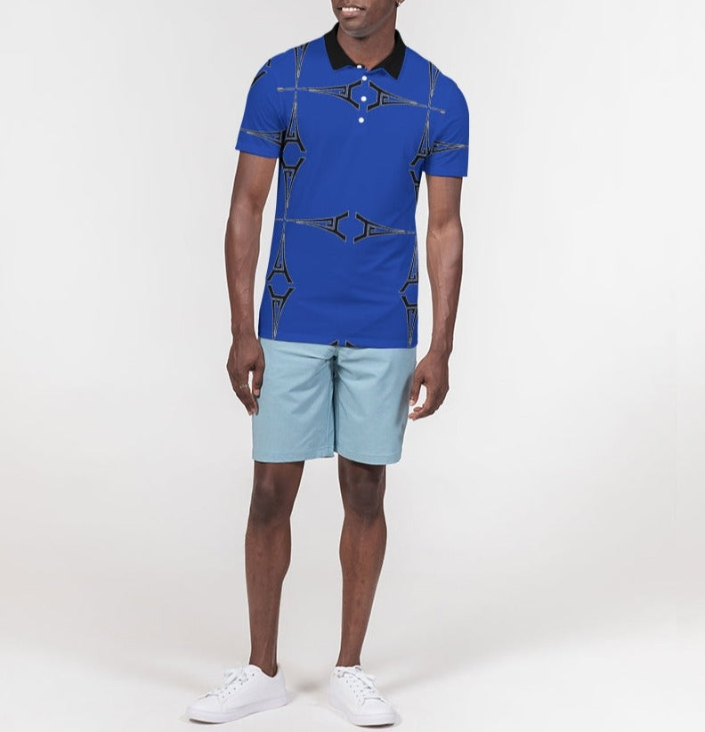 Hype Jeans Eiffel Tower Blues Men's Slim Fit Short Sleeve Polo