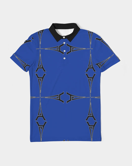 Hype Jeans Eiffel Tower Blues Men's Slim Fit Short Sleeve Polo