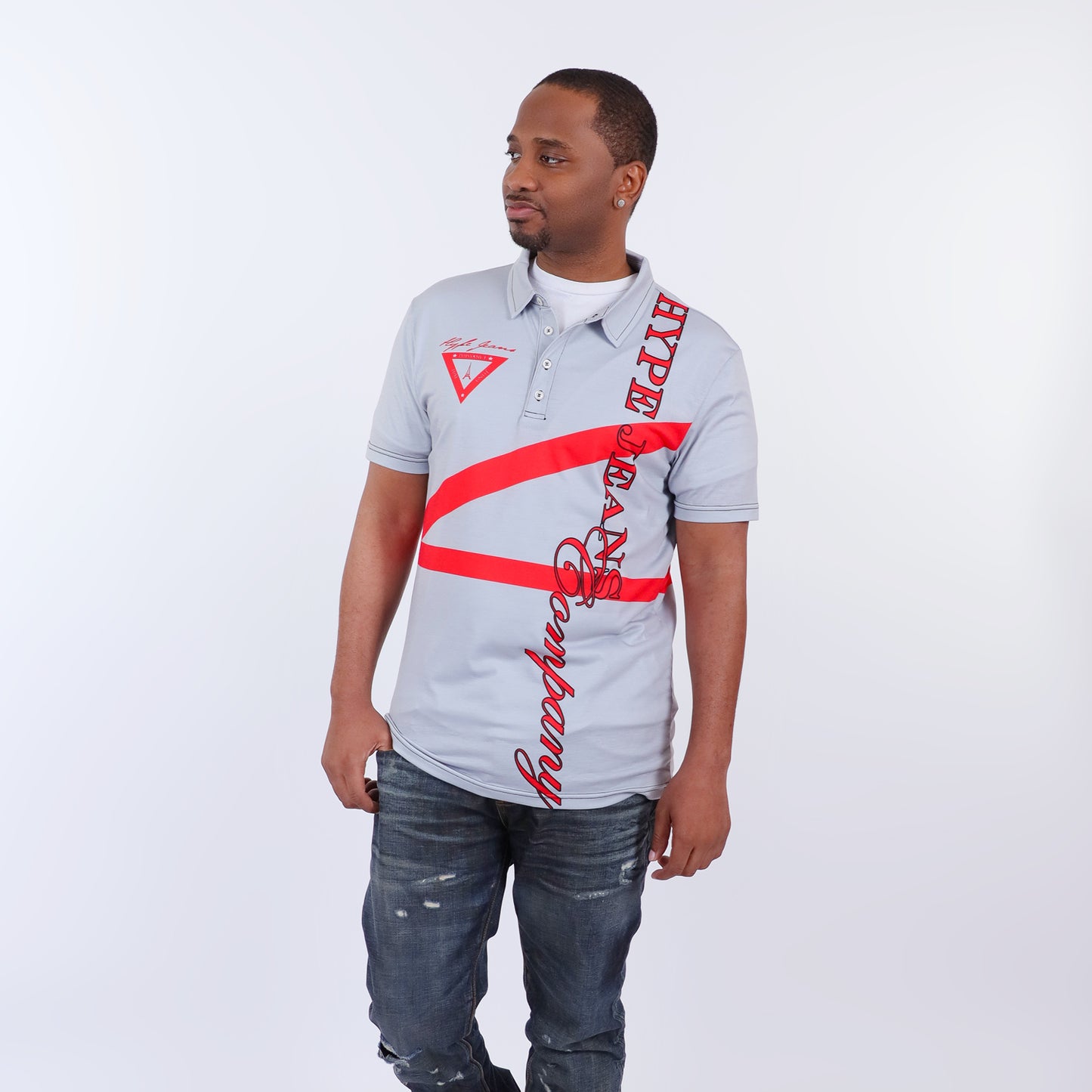 HJC Polo Classic Gray Men's Slim Fit Short Sleeve Polo