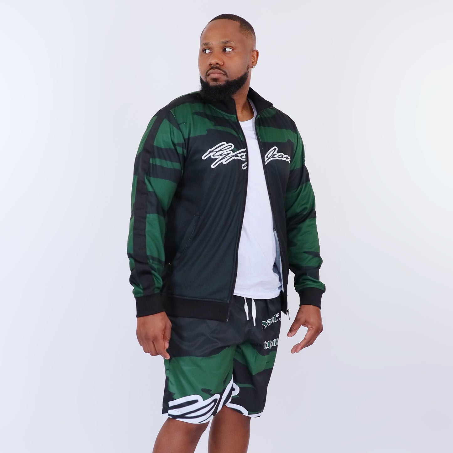 HJC Green Army Men's Stripe Sleeve Track Jacket