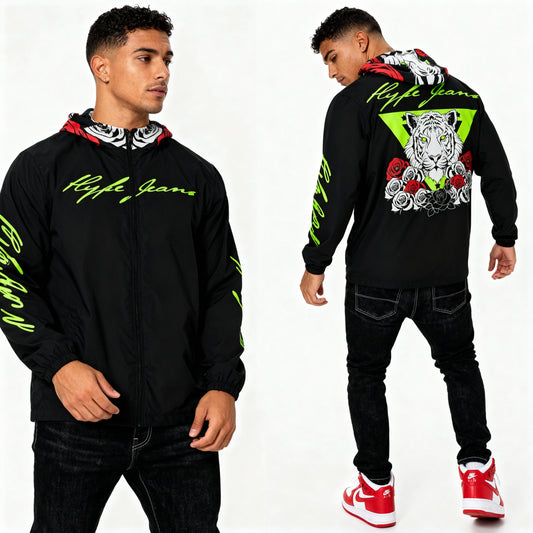 Hype Jeans Company Rose Flowers Men's Black Windbreaker 2