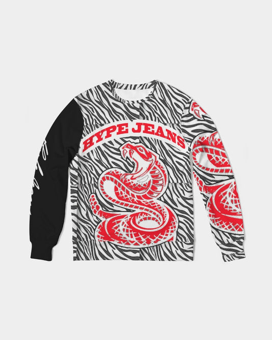 Hype Jeans Company Men's Classic French Terry Crewneck Pullover Black and White