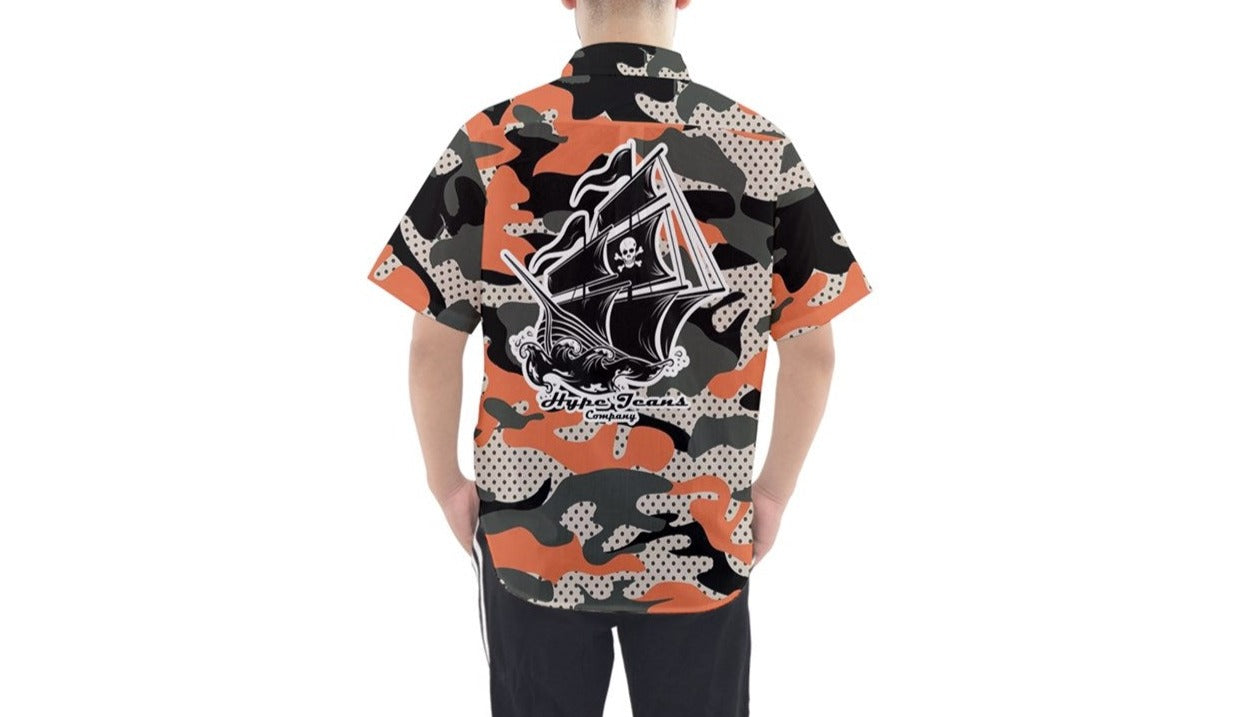 Hype Jeans Company Mens orange fatigue Men's Short Sleeve Button down