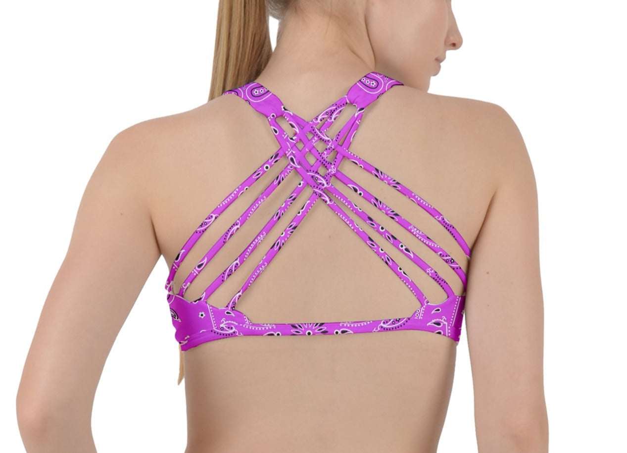 Hype Jeans Pink bandana Criss Cross Racerback Sports Bra