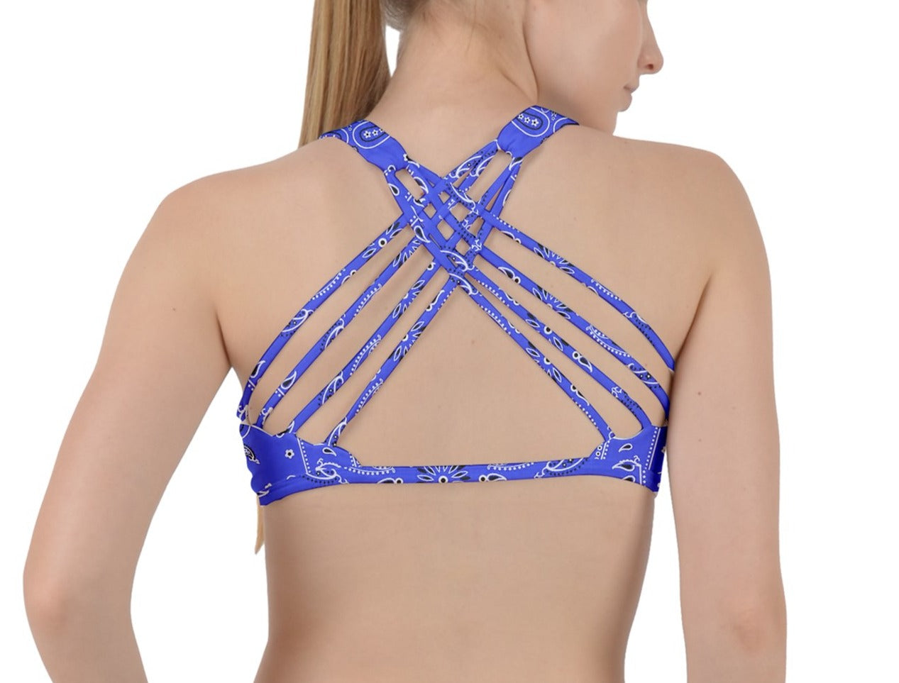 Hype Jeans Company Baby Blue bandana Criss Cross Racerback Sports Bra