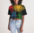 Hype Jeans 5 way plaid Women's Lounge Cropped Tee