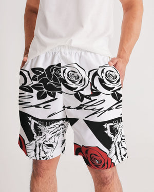 Hype Jeans Company Rose flowers Men's White Jogger Shorts