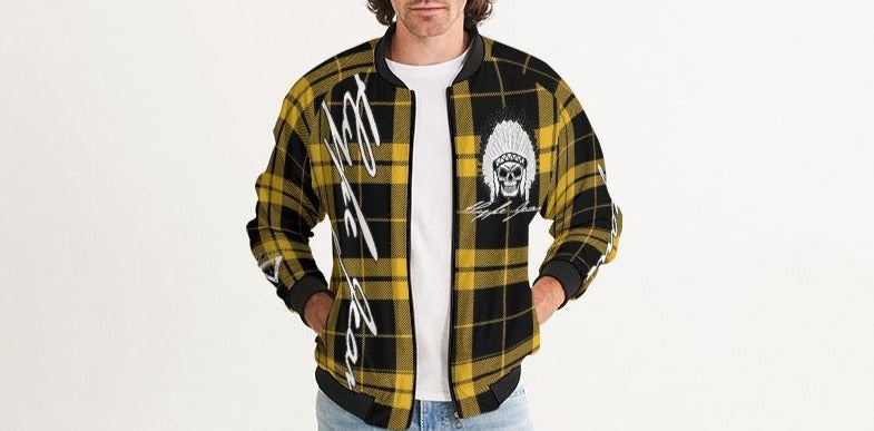 Hype Jeans Company Yellow Plaid Men's Bomber Jacket