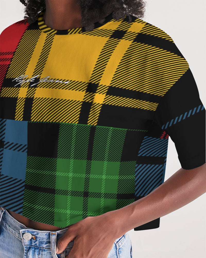 Hype Jeans 5 way plaid Women's Lounge Cropped Tee