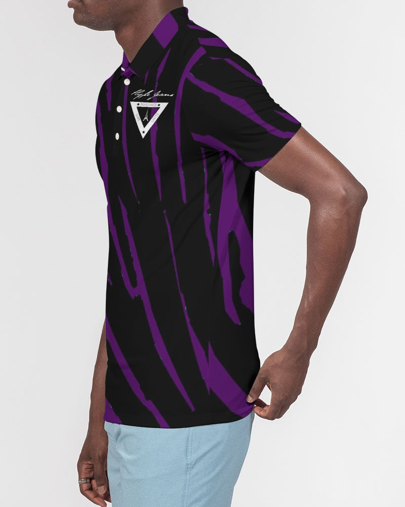 Hype Jeans Company Purple slashs Men's Slim Fit Short Sleeve Polo