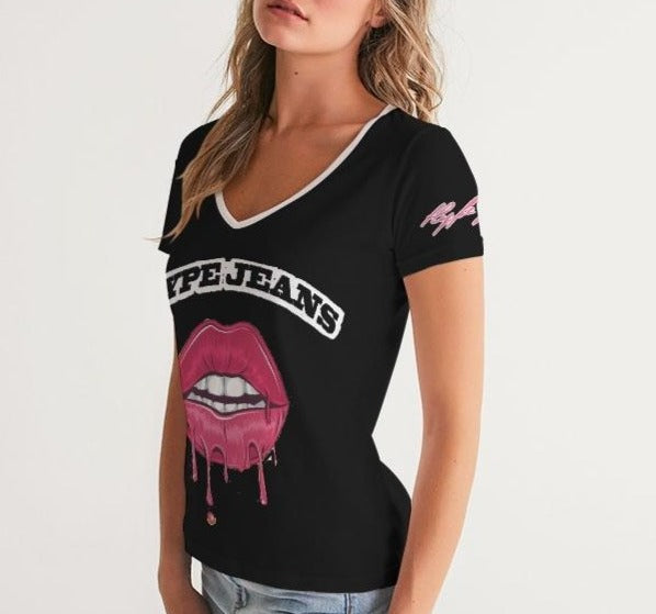 Hype Jeans Company Women's V-Neck Tee Black