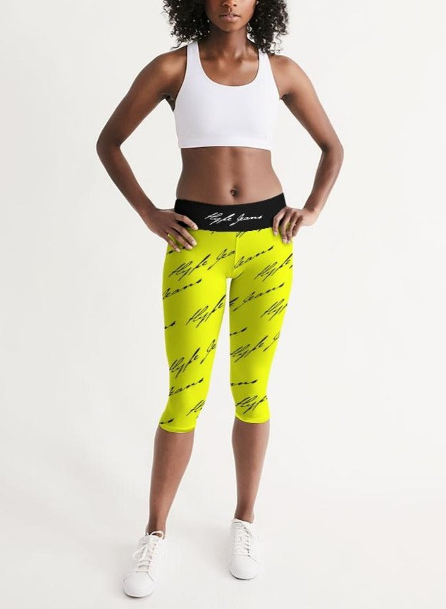 Hype Jeans Women's Mid-Rise Capri (Imposs yellow /Black) - Hype Jeans Company - Hype Jeans