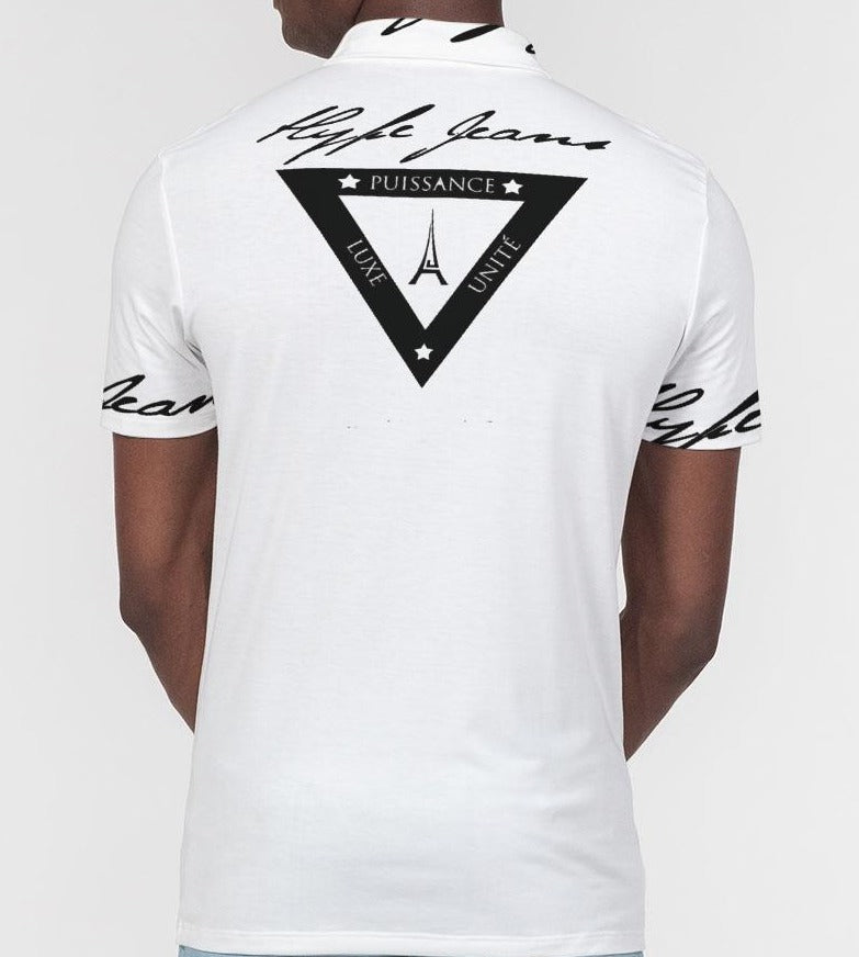 Hype Jeans Company Men's Slim Fit Short Sleeve white Polo