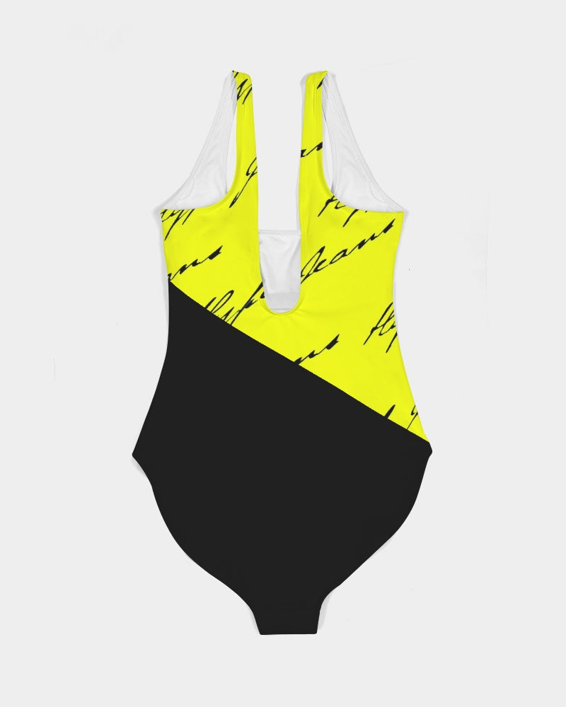Hype Jeans Company Women's One-Piece Swimsuit (Imposs yellow /Black)