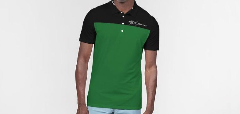 Hype Jeans Company Green / Black Men's Slim Fit Short Sleeve Polo