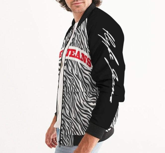 HYPE JEANS COMPANY TIGER PRINT MEN'S BOMBER JACKET (BLACK/ WHITE)