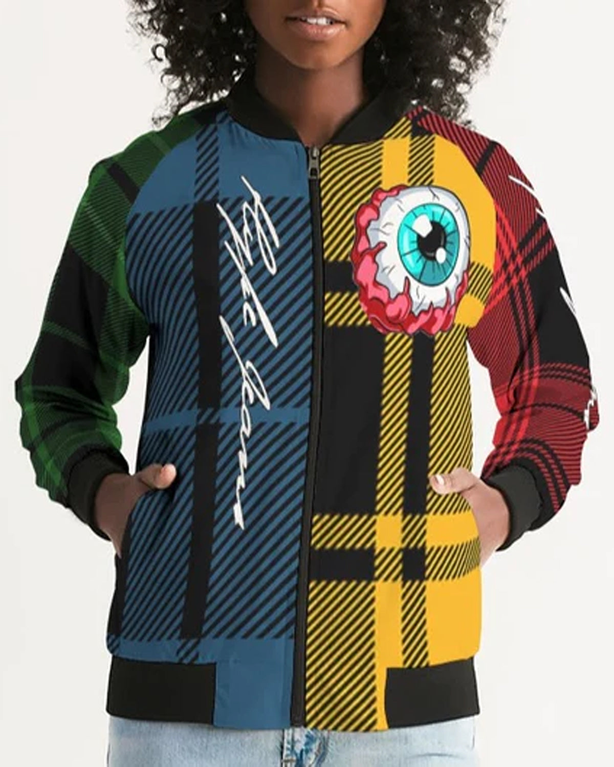 Hype Jeans Company 5 way plaid Women's Bomber Jacket