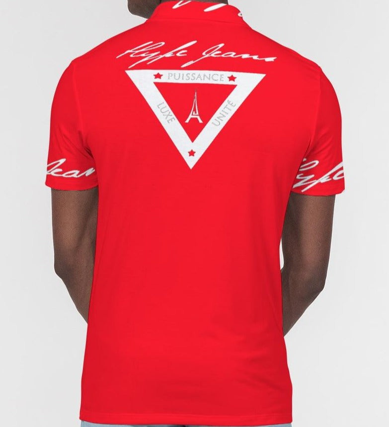 Hype Jeans Company Men's Slim Fit Short Sleeve Red Polo
