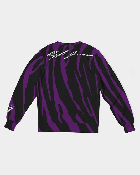 Hype Jeans Purple / Black Slashs Men's Classic French Terry Crewneck Pullover - Hype Jeans Company - Hype Jeans