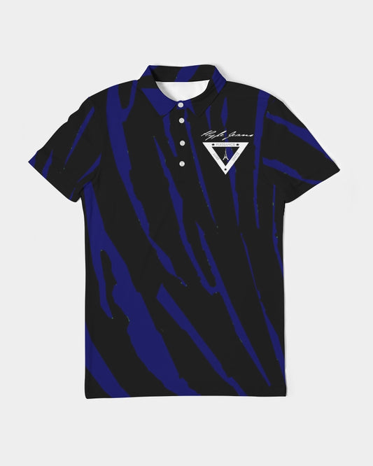 Hype Jeans Company BLUE / BLACK Men's Slim Fit Short Sleeve Polo - Hype Jeans Company - Hype Jeans