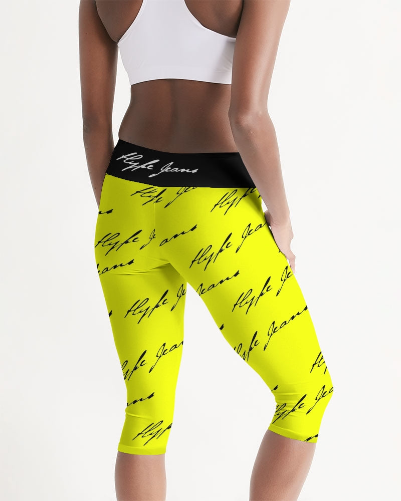 Hype Jeans  Women's Mid-Rise Capri (Imposs yellow /Black) - Hype Jeans Company - Hype Jeans