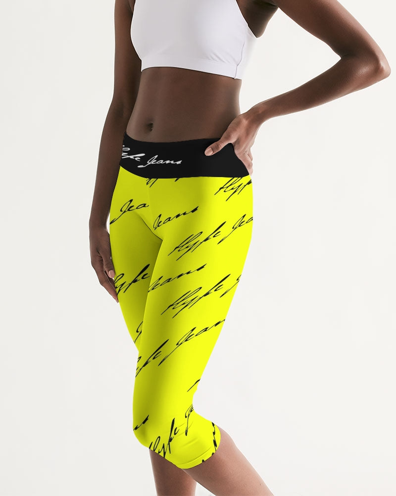 Hype Jeans  Women's Mid-Rise Capri (Imposs yellow /Black) - Hype Jeans Company - Hype Jeans