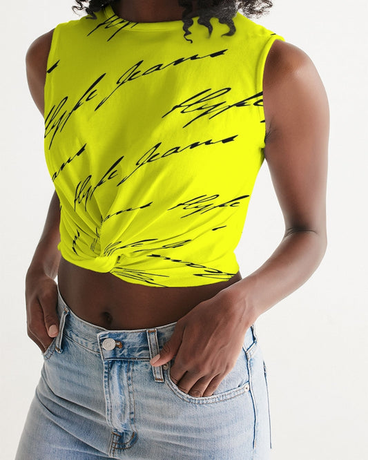 Hype Jeans (Imposs yellow /Black) Women's Twist-Front Tank - Hype Jeans Company - Hype Jeans
