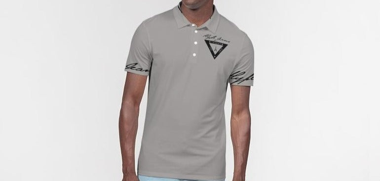 Hype Jeans Company Men's Slim Fit Short Sleeve Grey Polo