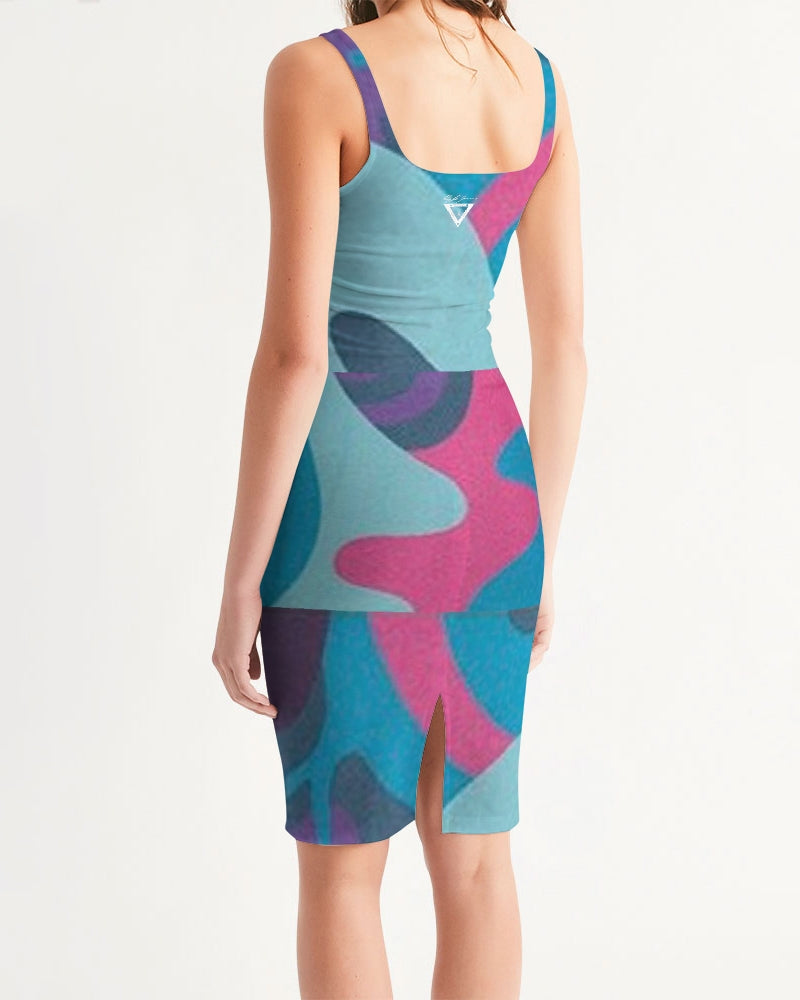 Hype Jeans Fade camo blue/ pink Women's Midi Bodycon Dress - Hype Jeans Company - Hype Jeans