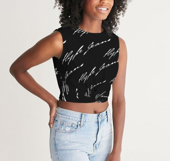 Hype Jeans  (Black/white) Women's Twist-Front Tank - Hype Jeans Company - Hype Jeans