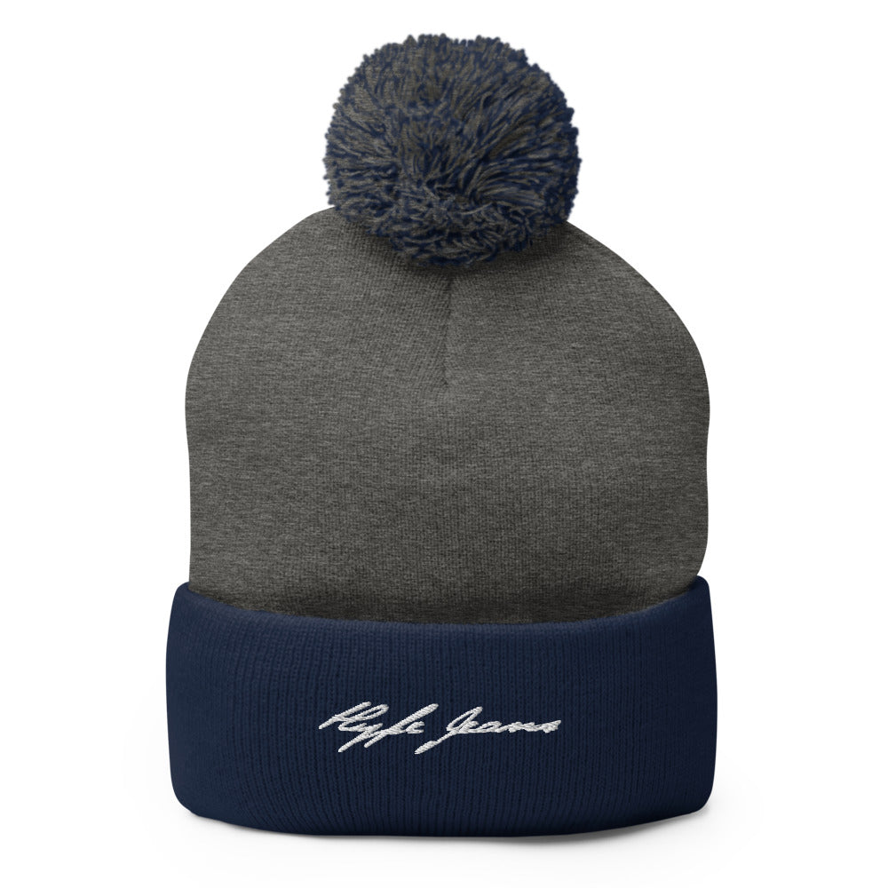 HYPE JEANS COMPANY - POM-POM NAVY BLUE / GRAY BEANIE