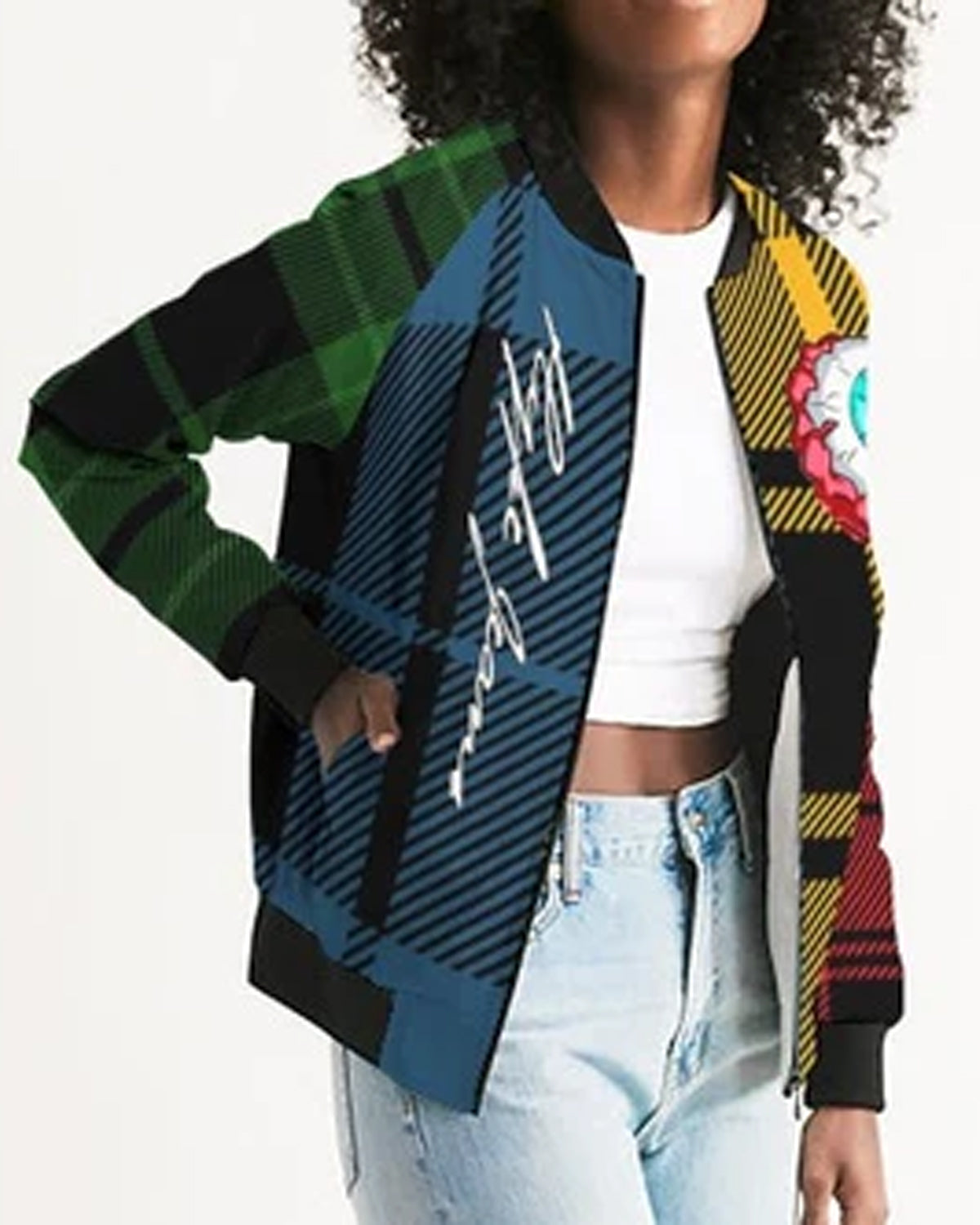 Hype Jeans Company 5 way plaid Women's Bomber Jacket
