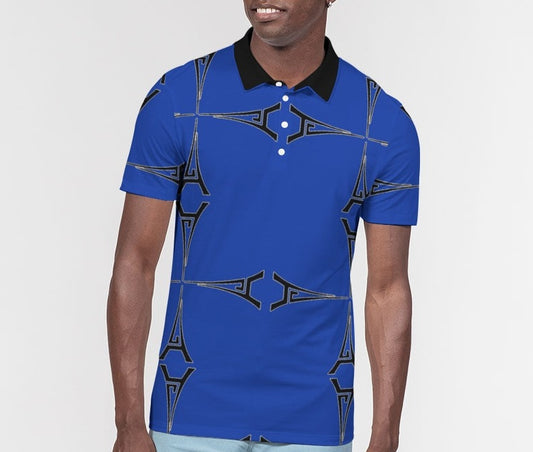 Hype Jeans Eiffel Tower Blues Men's Slim Fit Short Sleeve Polo