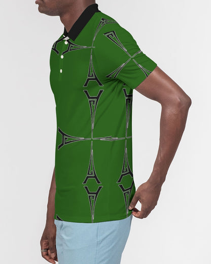 Hype Jeans Eiffel Tower green Men's All-Over Print Slim Fit Short Sleeve Polo