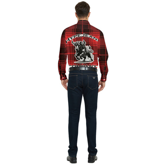 Red plaid Men's Long Sleeve Pocket Shirt