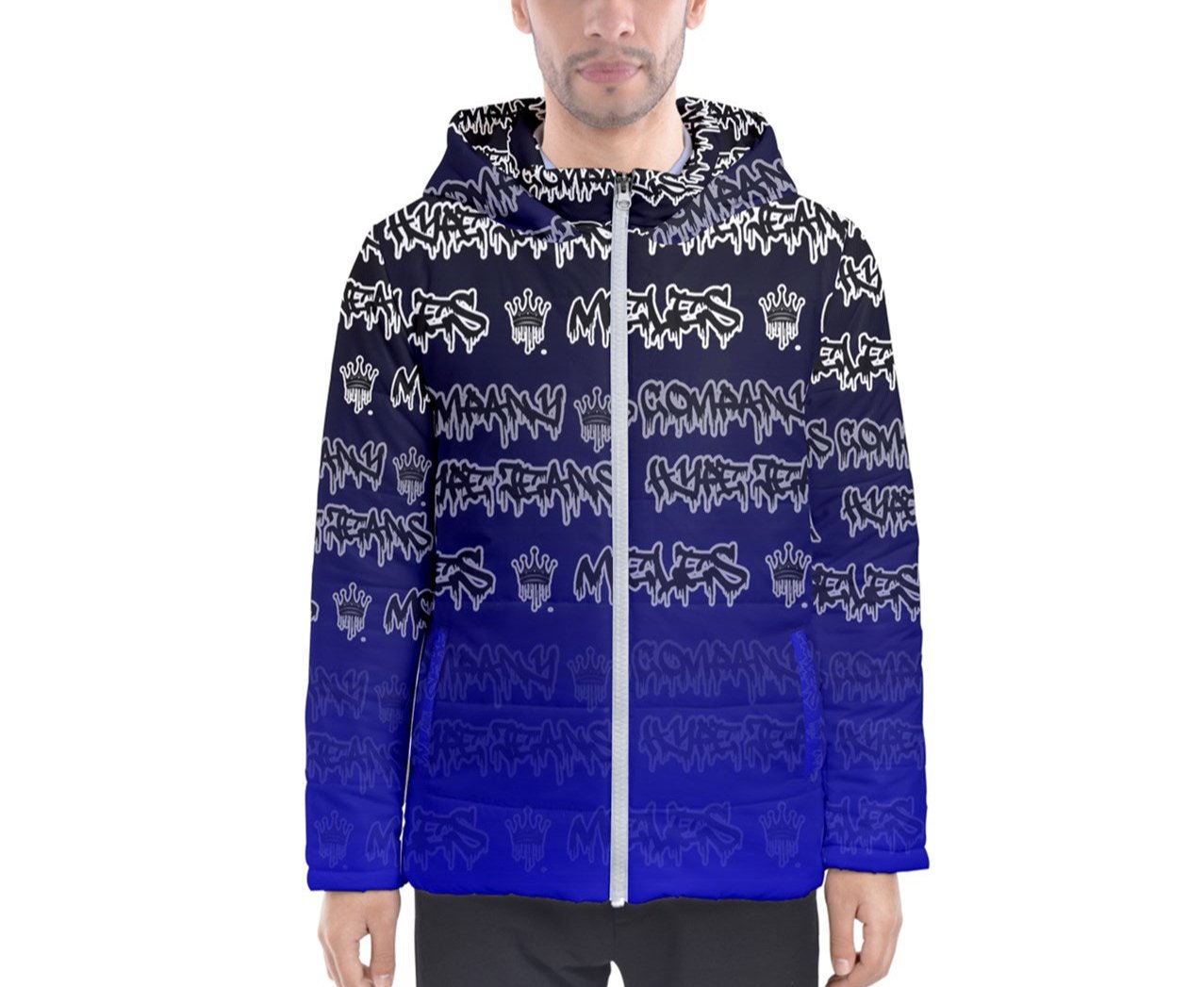 Hype Jeans Company blue fade Men's Hooded Puffer Jacket
