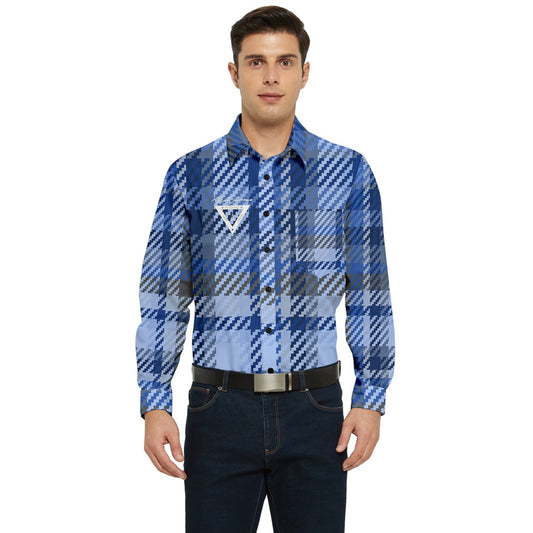 Blue plaid Men's Long Sleeve Pocket Shirt