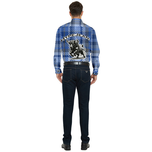 Blue plaid Men's Long Sleeve Pocket Shirt - Hype Jeans Company - Hype Jeans 