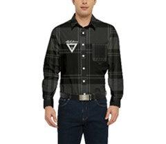 Black Plaid Men's Long Sleeve Pocket Shirt
