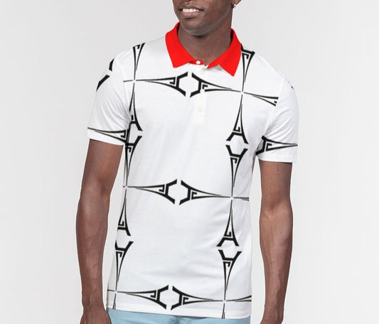 Hype Jeans Eiffel Tower Men's All-Over Print Slim Fit Short Sleeve Polo