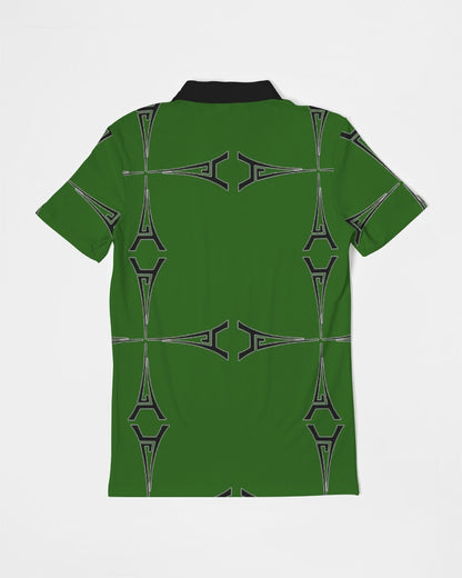 Hype Jeans Eiffel Tower green Men's All-Over Print Slim Fit Short Sleeve Polo
