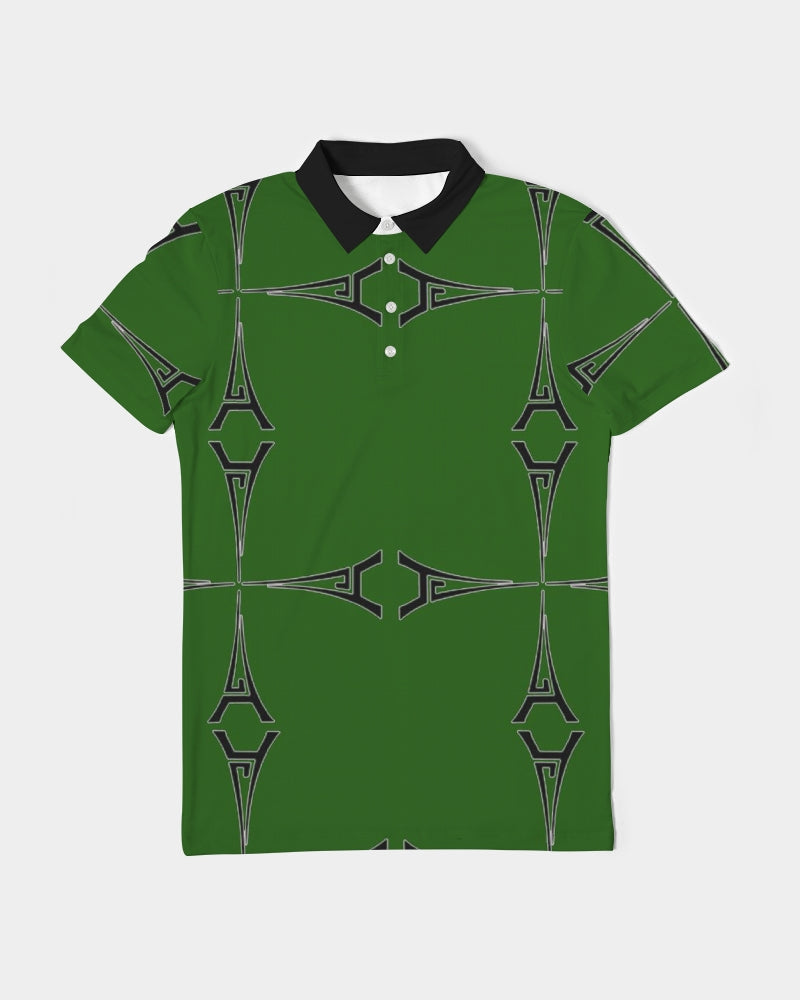 Hype Jeans Eiffel Tower green Men's All-Over Print Slim Fit Short Sleeve Polo