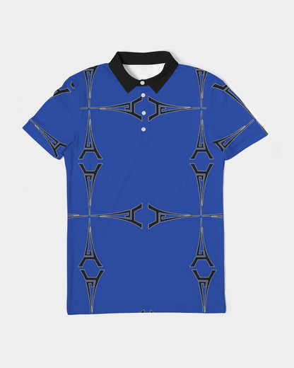 Hype Jeans Eiffel Tower Blues Men's Slim Fit Short Sleeve Polo