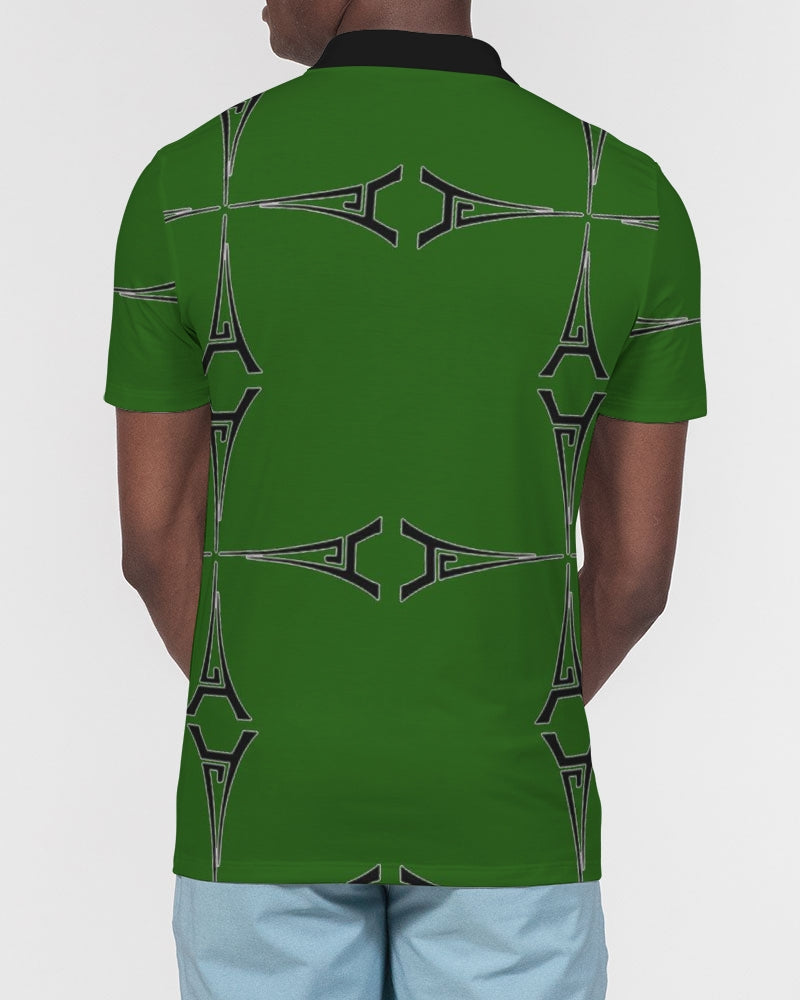 Hype Jeans Eiffel Tower green Men's All-Over Print Slim Fit Short Sleeve Polo