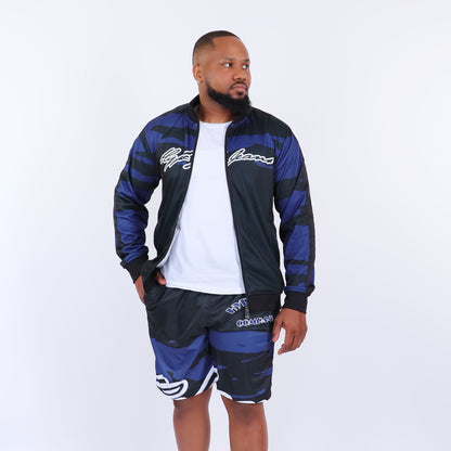 HJC Blue Army Men's Stripe Sleeve Track Jacket
