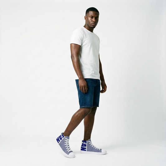 Hype Jeans Company  Mosaic Sneaker 2 Navy Blue / white Hightop Canvas Shoe